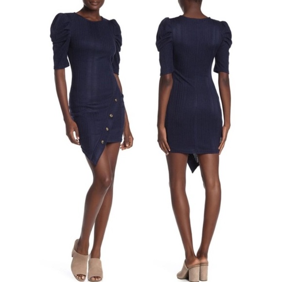 Max & Ash Dresses & Skirts - Max & Ash NWT Puff Sleeve Button Ribbed Dress